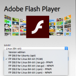 Screenshot des Download-Bereich auf der Webseite zum Adobe Flash Player