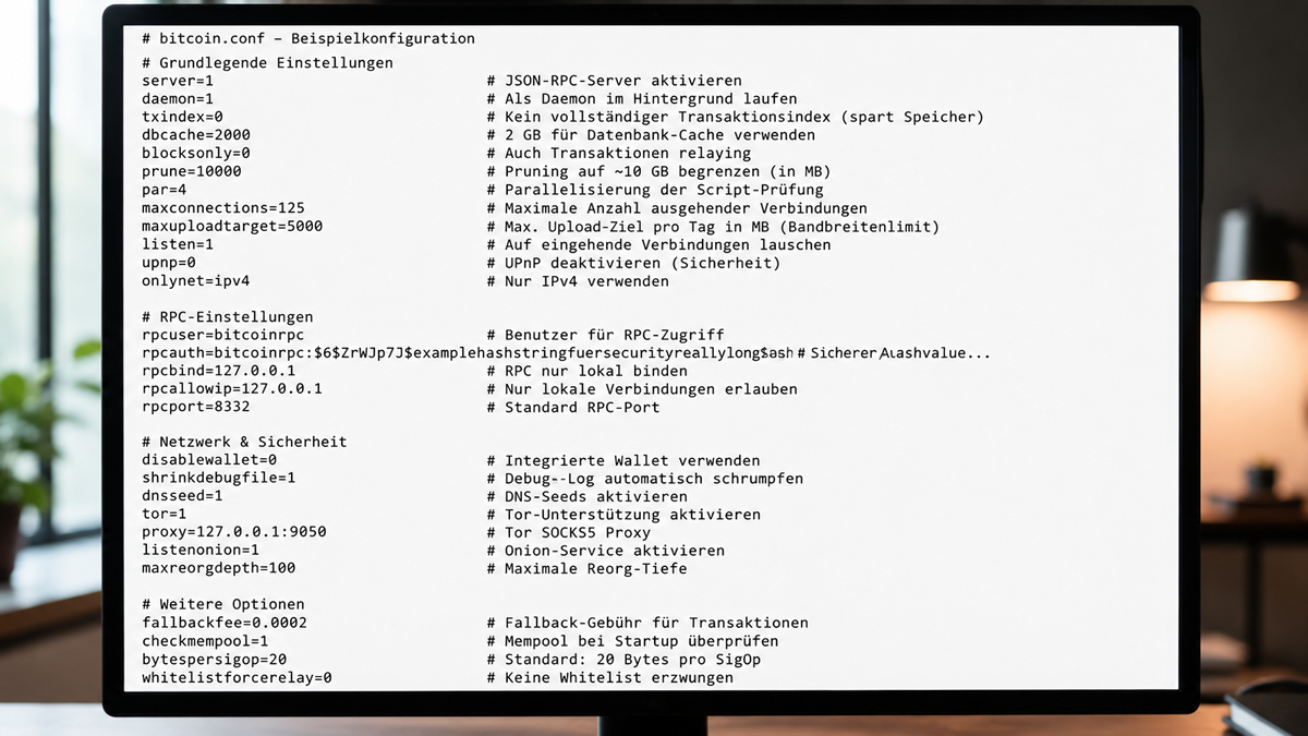 bitcoin.conf, RPC und Pruning sinnvoll konfigurieren