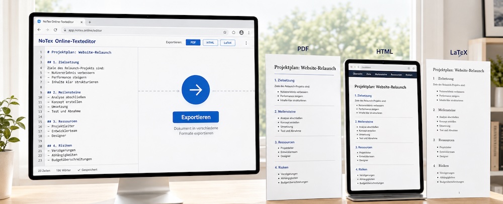 Exportieren zu PDF, HTML oder LaTex