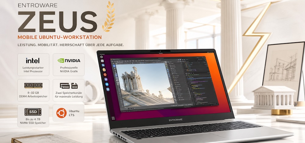 Göttervater Zeus als Namensgeber des Entroware-Laptops