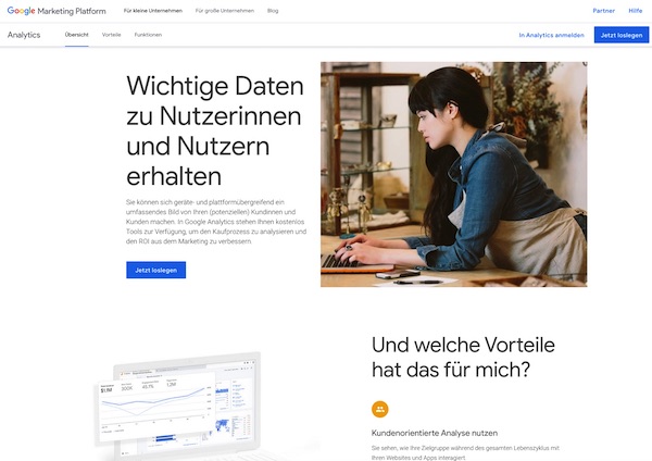 Besucherzähler und Webseiten Analyse Tool Google Analytics