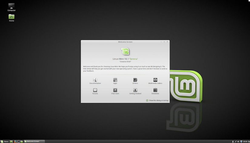 Screenshot vom Desktop der Linux Mint Cinnamon 64bit Version