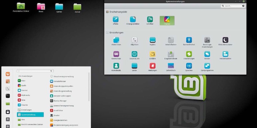 Desktop Ansicht von Linux Mint
