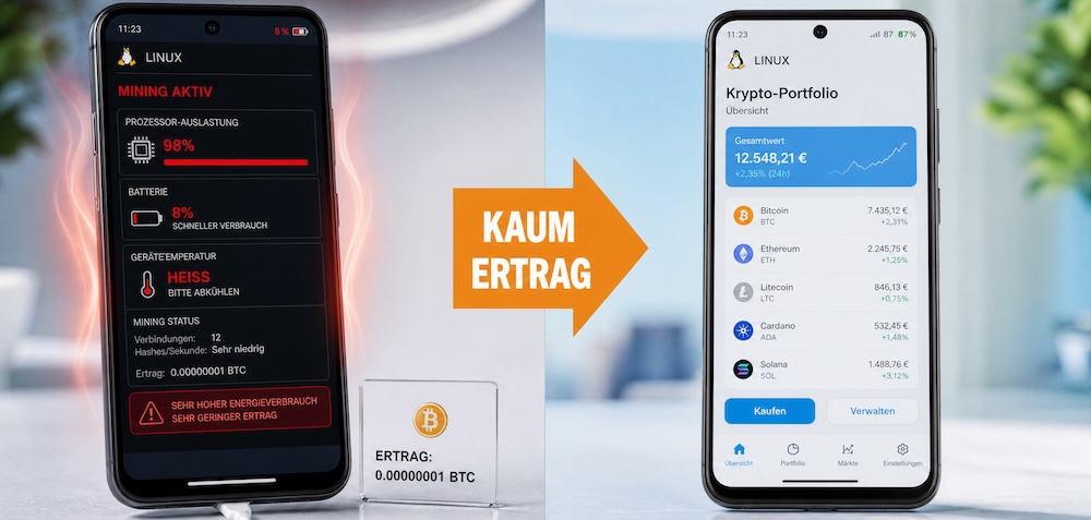 Mit Linux-Smartphone Bitcoins schürfen