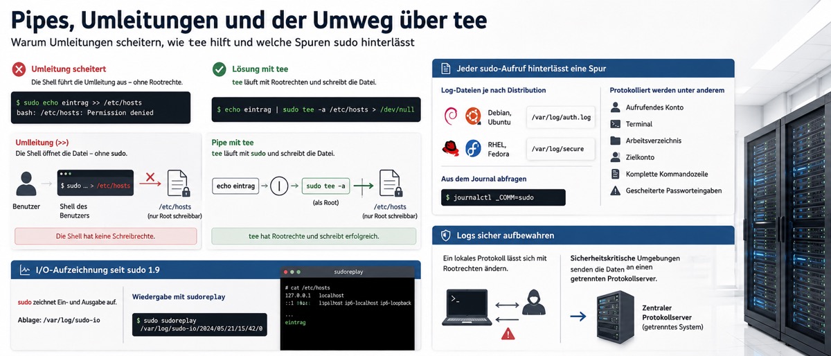 Pipes, Umleitungen und der Umweg über tee