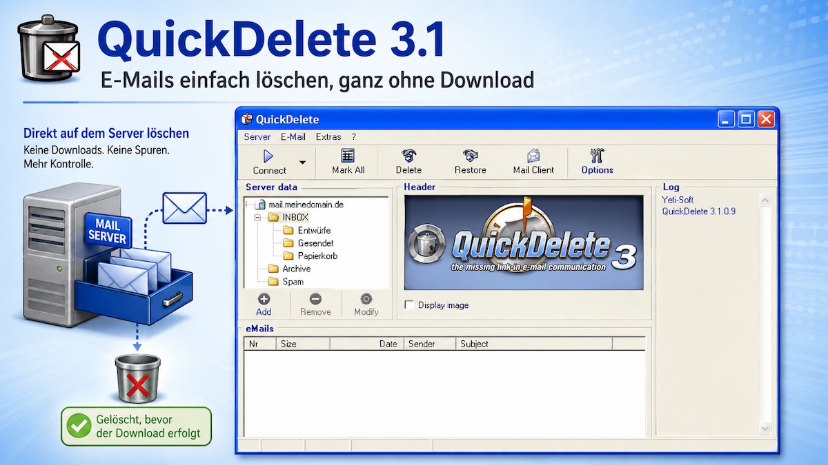 QuickDelete 3.1 » E-mails einfach löschen, ganz ohne Download