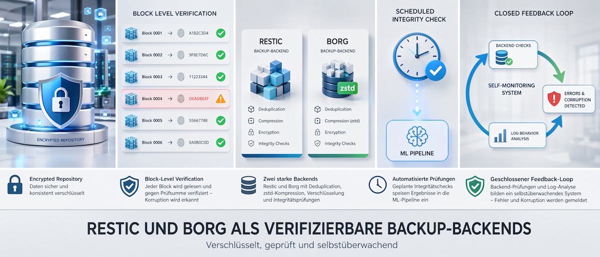 Restic und Borg als verifizierbare Backup-Backends