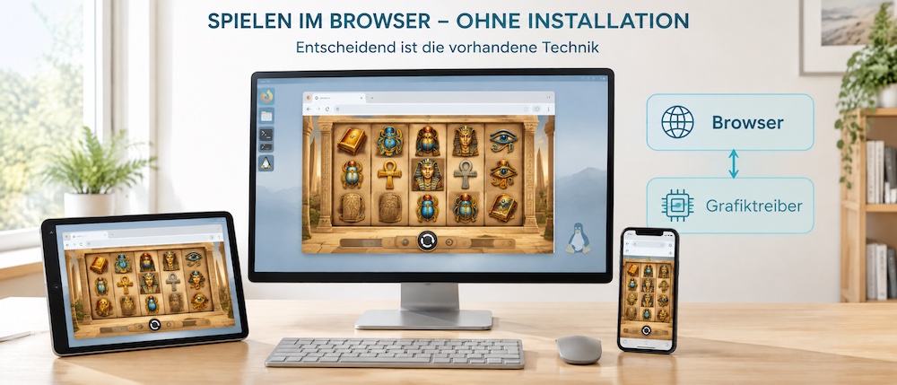 Das Spiel richtet selbst nichts ein, also zählt, was der Browser vorfindet