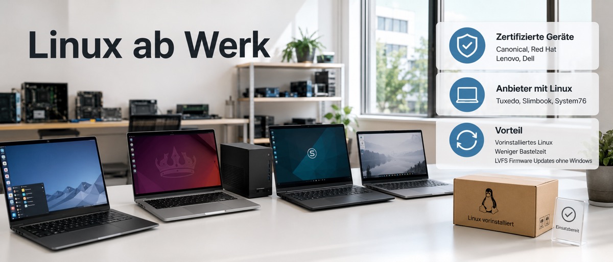 Zertifizierte Geräte und Anbieter mit vorinstalliertem Linux